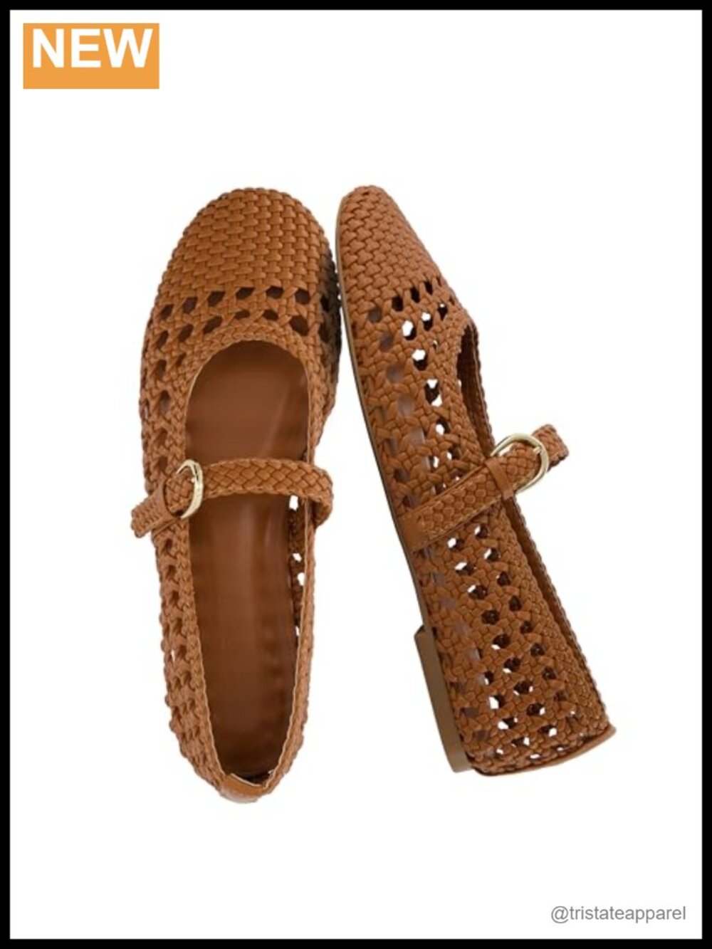 Woven Mary Jane Ballet Flats with Adjustable Ankle Strap & Cushioned Footbed